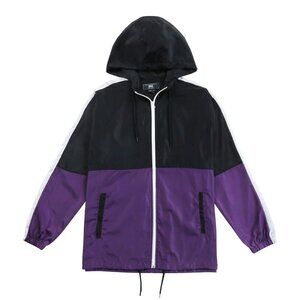 Men's Two Tone Windbreaker Hooded Jacket Outwear Size S